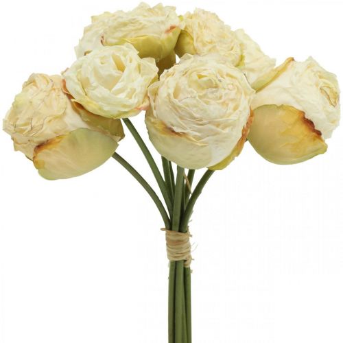 Floristik24 Umelé ruže, hodvábne kvety, ruža smotanová biela L23cm 8ks