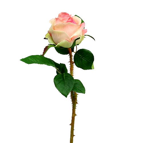 Floristik24 Umelá ruža krémovo-ružová Ø9cm L45cm 1ks