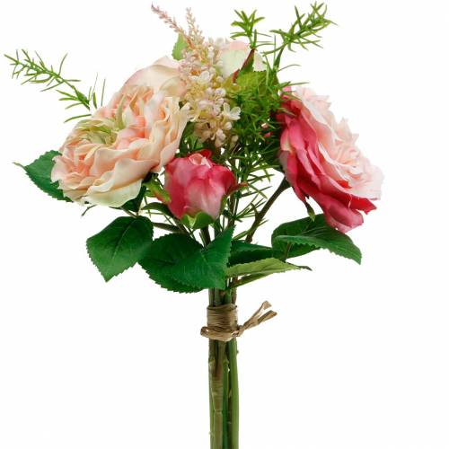 Floristik24 Kytica z umelých ruží vo zväzku Kytica z ružových hodvábnych kvetov