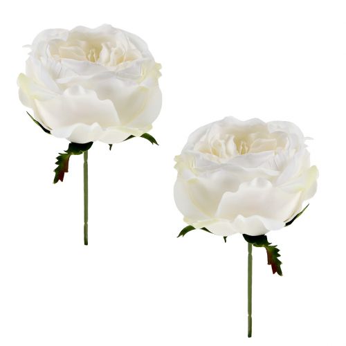 Floristik24 Kvet ruže biely 17cm 4ks