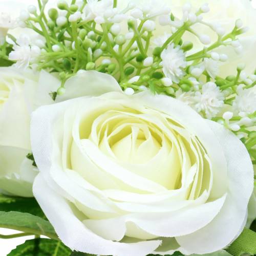 položky Kytica ruží s gypsophilou biela 26cm