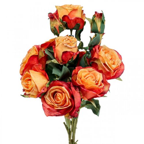 Floristik24 Kytica ruží umelé ruže hodvábne kvety oranžové 53cm zväzok