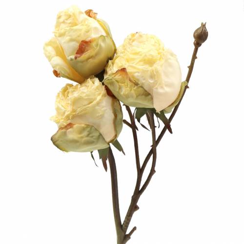 Floristik24 Konár ruže umelý krémový biely 45cm