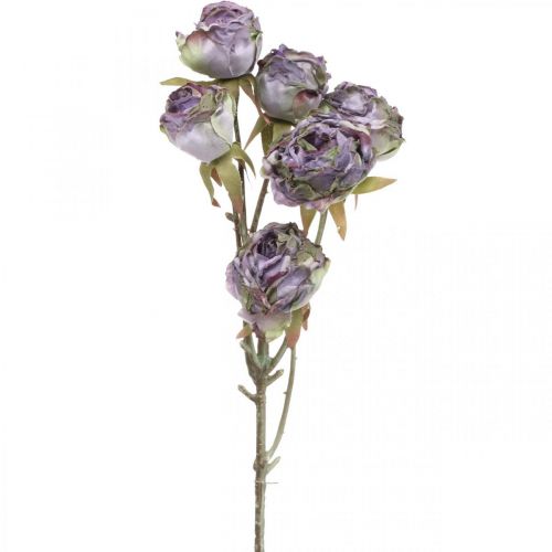 položky Vetva ruže Hodvábna kvetina Stolová dekorácia Umenie Ruža Purpurová Starožitná L53cm