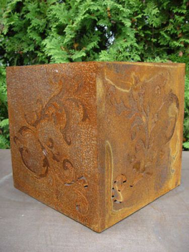 Floristik24 Hrdzavá kovová baroková kocka, 33 cm x 33 cm