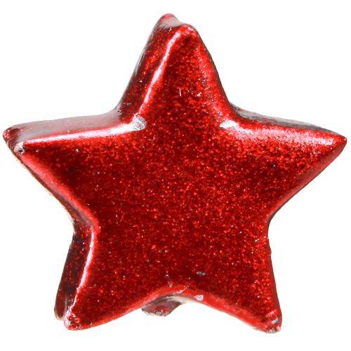 Červené maľované vianočné hviezdy Ø2,5cm – 2. výber – 96 kusov