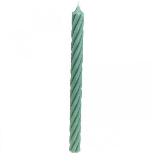 Floristik24 Rustikálne sviečky, stálofarebné, zelené, 350/28 mm, 4 kusy