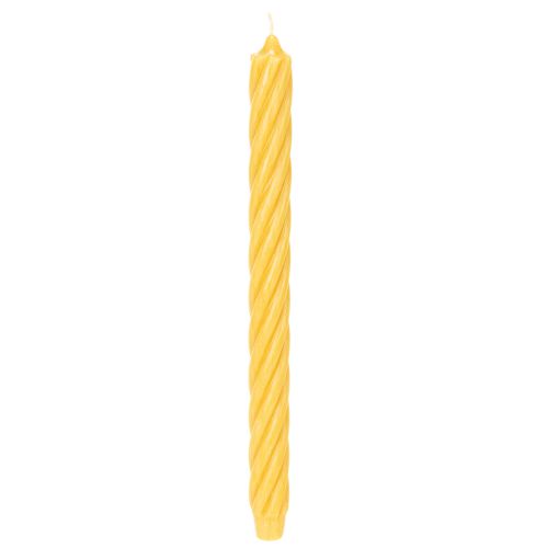 Rustikálne sviečky Twist, vysoké kužeľovité sviečky, jednoliata žltá, 350/28 mm, 4 kusy kúpiť | Floristik24.sk