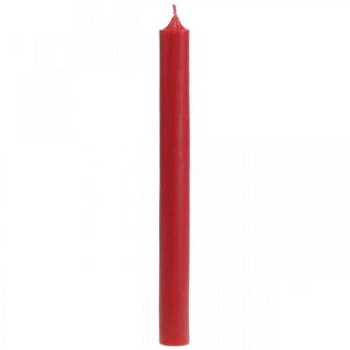 Floristik24 Rustikálne sviečky Vysoké svietniky farebné červené 350/28mm 4ks