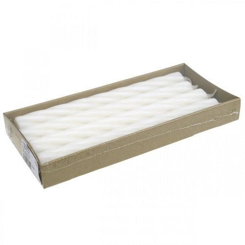 Floristik24 Rustikálne sviečky, tyčinkové sviečky, stálofarebné biele, 250/28 mm, 4 kusy