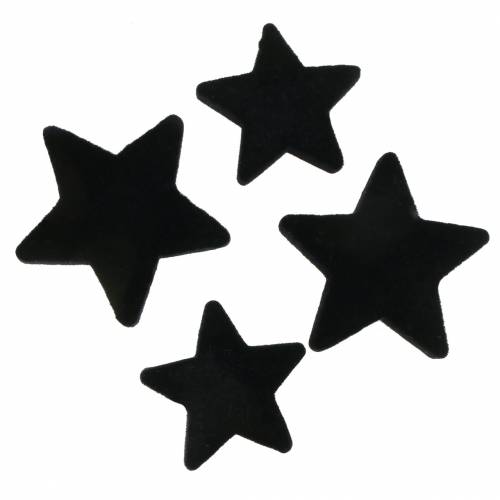 Floristik24 Bodová dekorácia hviezdy zamatová čierna 4/5cm 40p