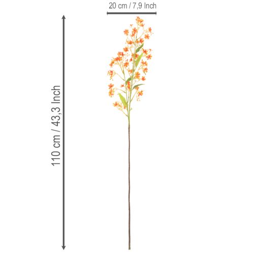 Umelý kvet orchidea vetvička oranžová filigránová dekorácia izby 110 cm 3 ks | Floristik24.sk