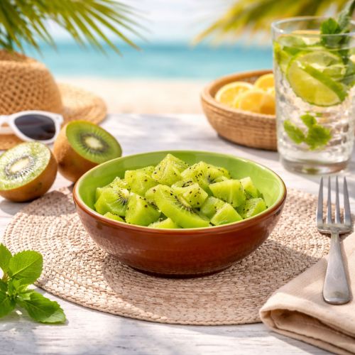 položky Keramická servírovacia misa s motívom kiwi. Ideálna na štýlové jedálenské stoly a bufety. 15 cm.