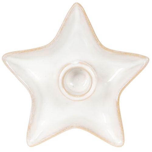 Keramický svietnik v tvare hviezdy, biely, na kužeľovité sviečky, 12 cm, 2 kusy | Floristik24.sk