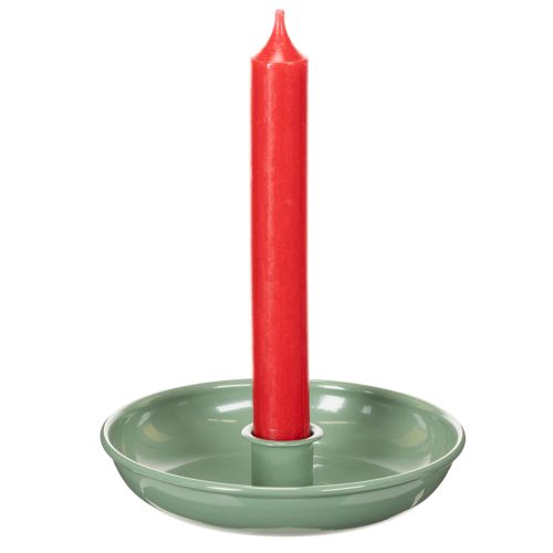 Zelený kovový svietnik, dekoratívny, na kužeľovité sviečky, 13 cm | Floristik24.sk