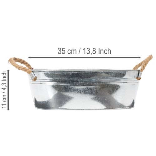 Oválna misa 35 cm x 21,5 cm V 11,5 cm, lesklý zinok | Floristik24.sk