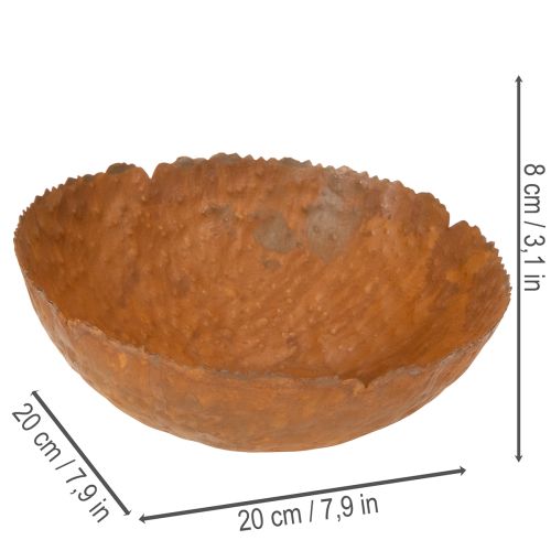 Okrúhla kovová misa s povrchom s textúrou hrdze, 20 cm | Floristik24.sk