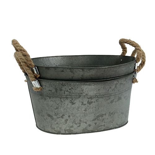 Floristik24 Miska starožitná oválna 28 x 17cm H12cm 2ks