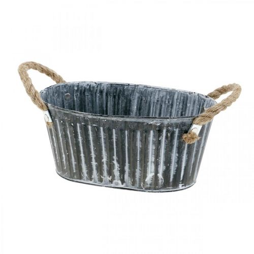 Kovová miska na rastliny, kvetinová miska na sadenie, ozdobná miska s rúčkami L22,5 cm