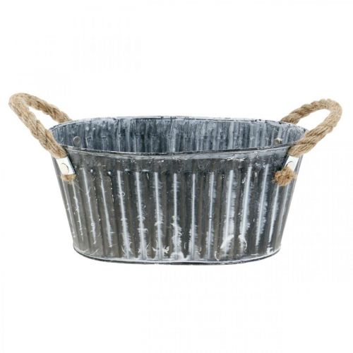 Floristik24 Kovová miska na rastliny, kvetinová miska na sadenie, ozdobná miska s rúčkami L22,5 cm