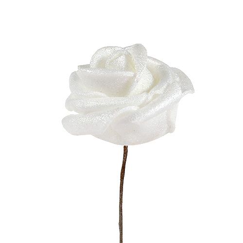 položky Penové ruže biele s perleťou Ø2,5cm 120str