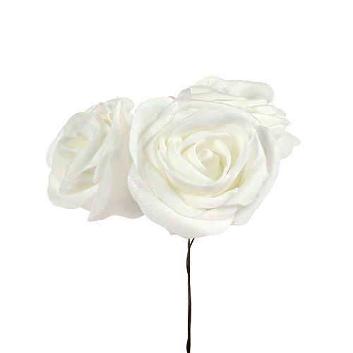 Floristik24 Penové ruže biele s perleťou Ø6cm 24str