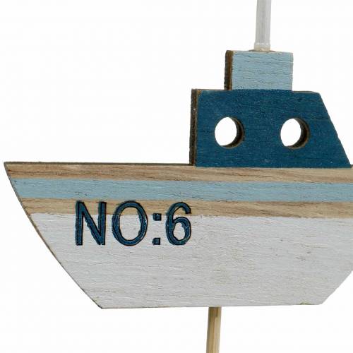položky Deko zástrčky loď drevo biela modrá príroda 8cm H37cm 24p