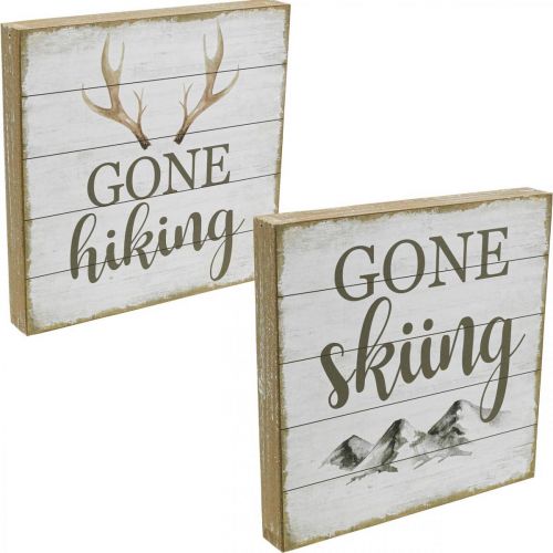 položky Vintage nástenná dekorácia drevené cedule s nápismi 20x20cm 2ks