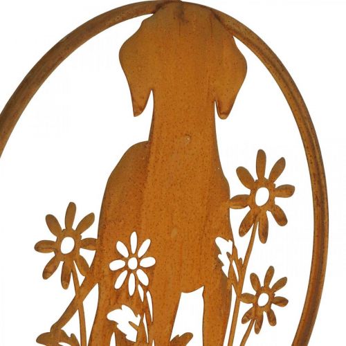 položky Plechová ceduľa patinovaný psík s kvetmi Ø38cm