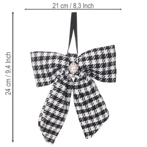 Látková mašľa s brošňou a závesom, kockovaná, 24 cm, 2 kusy | Floristik24.sk