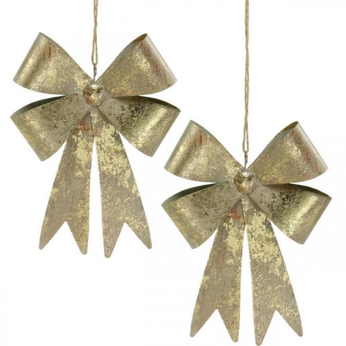 Floristik24 Kovové pútka, vianočné prívesky, adventná dekorácia zlatá, starožitný vzhľad V18cm Š12,5cm 2ks