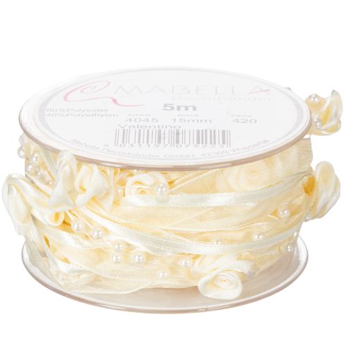 položky Stuha Valentino krémová 15mm 5m