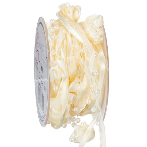 Floristik24 Stuha Valentino krémová 15mm 5m