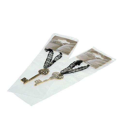 Floristik24 Kľúč na zavesenie 7cm zlatý, starožitný 2 ks