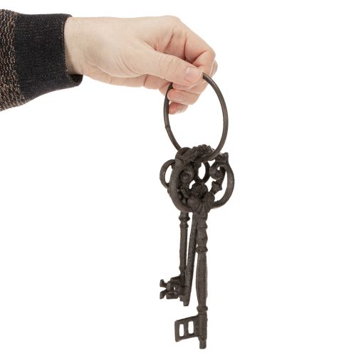položky Dekoratívny krúžok na kľúče, starožitný dizajn kľúčov, ako nostalgický doplnok do domácnosti, 27 cm
