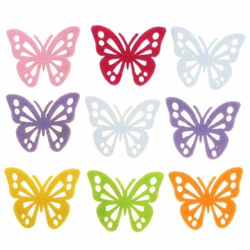 položky Plstená dekorácia na stôl motýľ 3,5 × 4,5 cm 54 kusov rôznych farieb