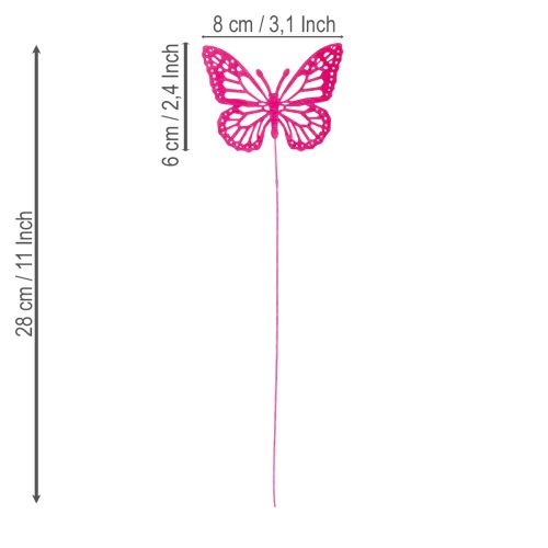 položky Dekoratívne motýle na stonkách ako jemné doplnky na stoly a kvetináče, 8 cm, 18 kusov