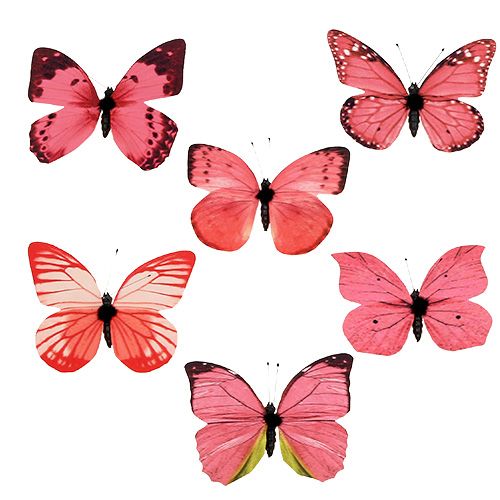Floristik24 Motýľ ružový na klipe 11cm 6ks