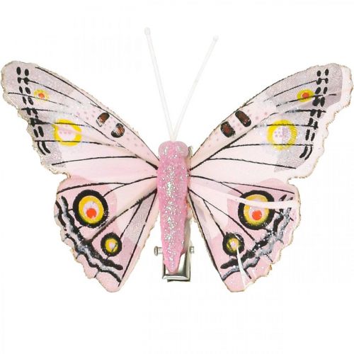 položky Deco motýle s klipom, motýle perie ružové 4,5-8cm 10b