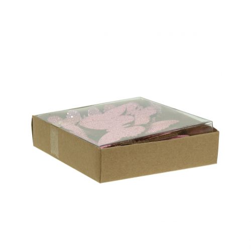 položky Bodová dekorácia motýľ ružové trblietky 5/4/3cm 24 ks