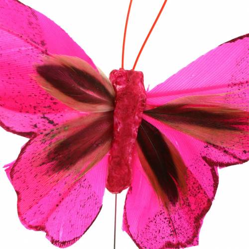 položky Motýľ z peria s drôtom 7cm ružovo fialový 24ks