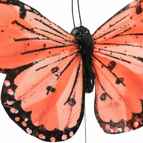 položky Motýľ pierko s drôtom farby lososová a fialová 10cm 12 ks
