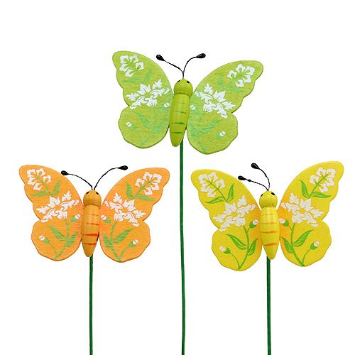 Floristik24 Farebné motýle. 6cm L25cm 15ks