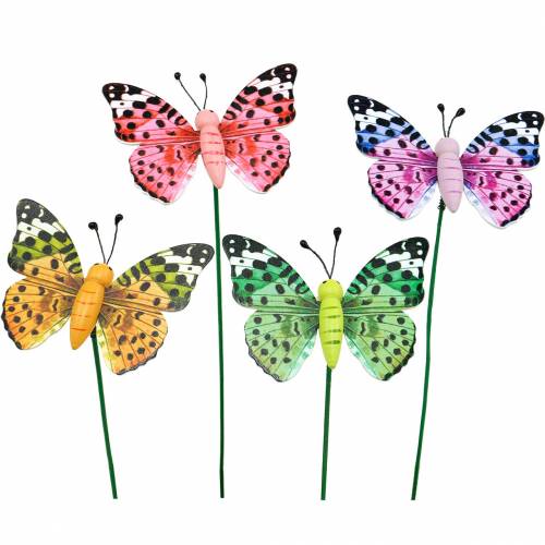 položky Ozdobný motýľ na paličke Kvetinová zátka Jarná dekorácia 16 kusov