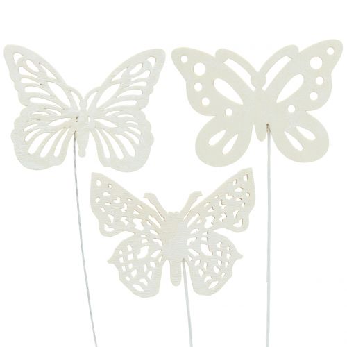 Floristik24 Kvetinová zátka motýľ biela 26cm 15ks