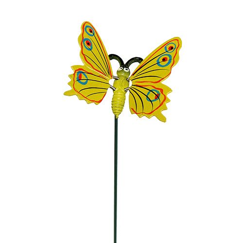 Floristik24 Motýľ na palici 8cm žltý