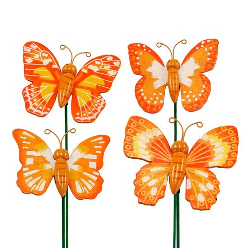 Floristik24 Deko zátka motýlik oranžová 6,5cm 24ks