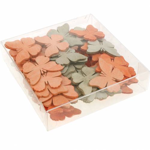 Floristik24 Motýliky na posypanie ozdobné motýľové drevo oranžová, marhuľová, hnedá 72 kusov