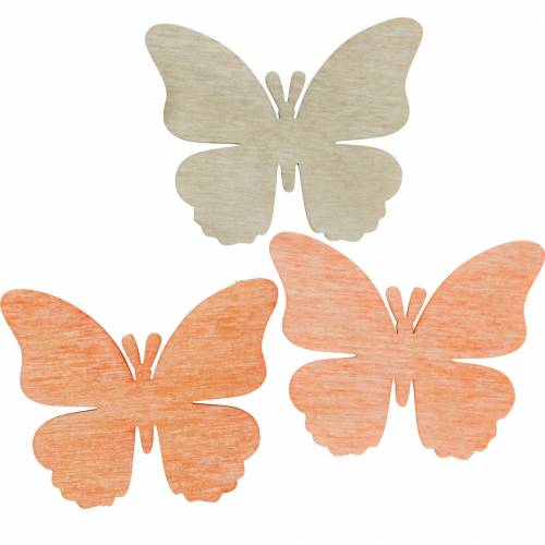 Floristik24 Motýliky na posyp ozdobné motýľové drevo oranžová, marhuľová, hnedá 72 kusov