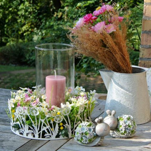 položky Slimáky s kvetmi letná dekorácia stolová dekorácia šedá/modrá/zelená 9,5cm sada 2 ks